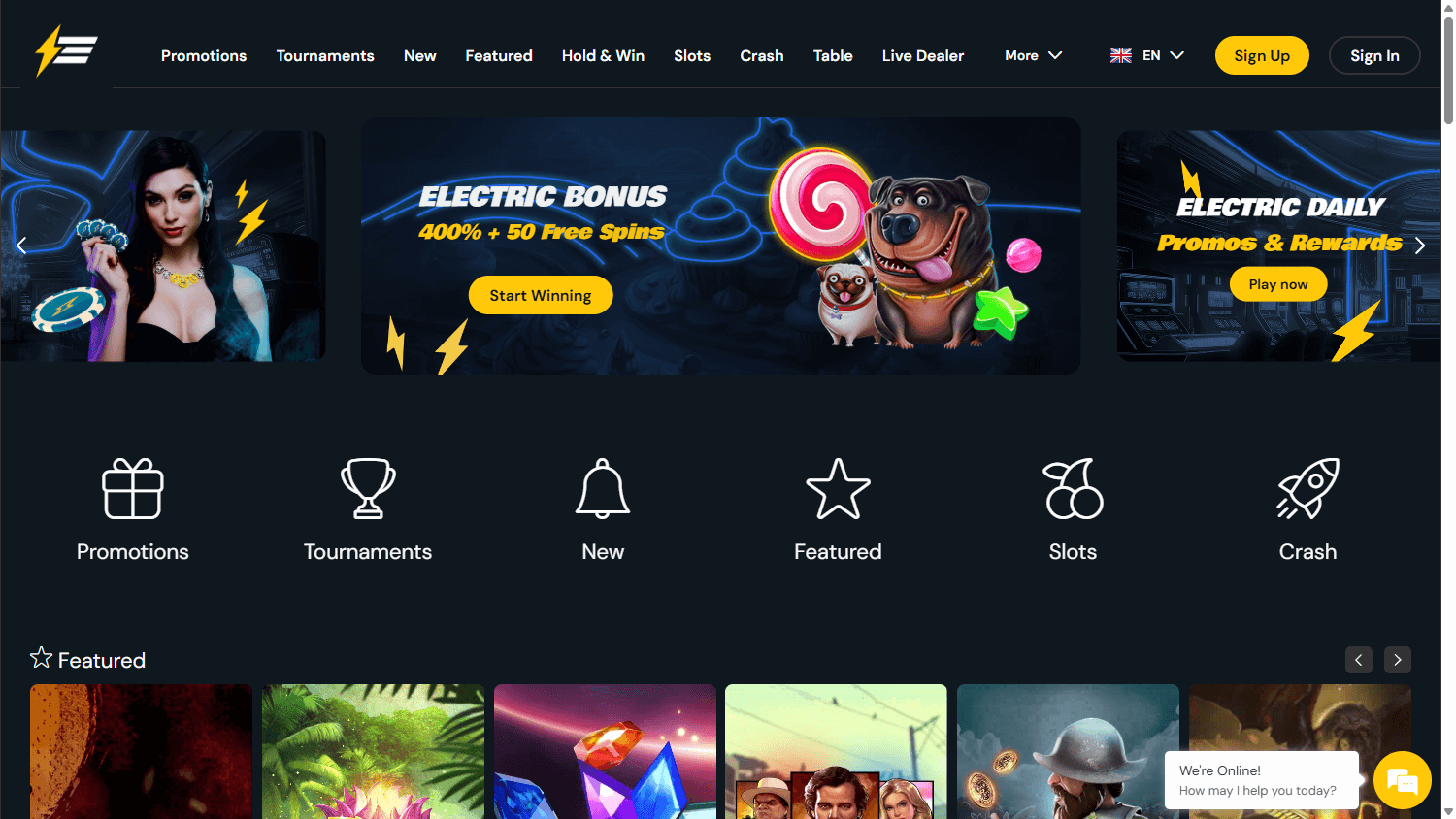 Electric Wins Casino Desktop screenshot